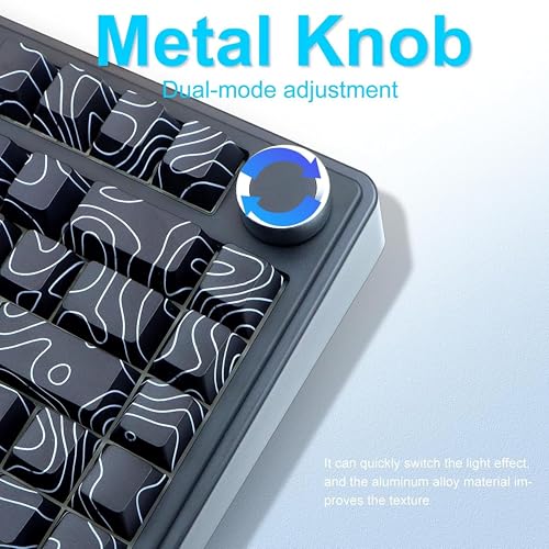 Image of AULA F75 75% Side Engraved Tri Mode TKL 80 Keys Wireless Mechanical Gaming Keyboard With Knob | 4000mAh Battery, South-Facing RGB Backlit Pre-Lubed Hot Swappable | Black Contour - Star Vector Switches