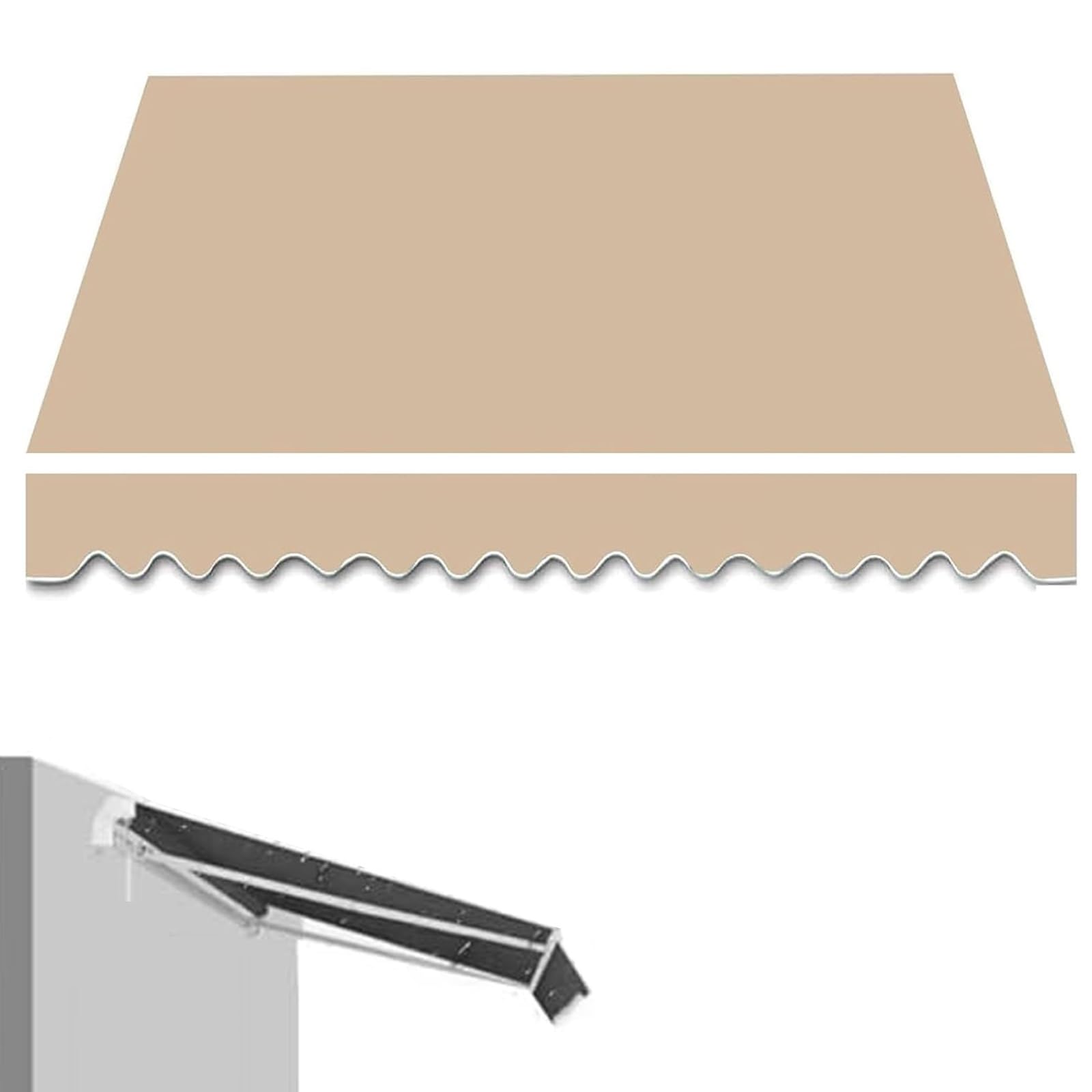 Yuqiwkk Khaki Replacement Canvas For Retractable Awning, Outdoor Patio Canopy Deck Awnings Cover 280Gsm Polyester Uv Resistant Sunshade Shelter, Sunshade Canopy Textile For Balcony(,3X2.5m (10X8.2ft))