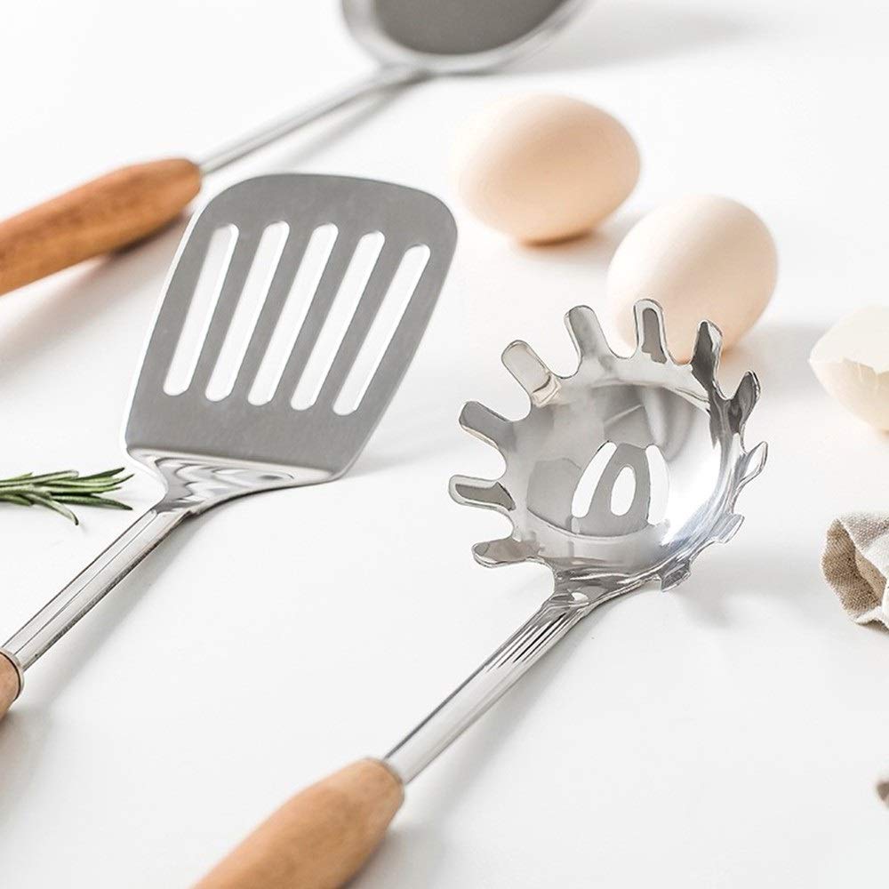Łopatka Łyżka Durszlak Ze Stali Nierdzewnej Łopatka Odpływowa Wędkarstwo Łopatka Kuchenna Łyżka Sześć sztuk Naczynia do użytku domowego Zestawy kompozycji Naczynia kuchenne Naczynia kuchenne
