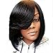SCENTW Short Pixie Cut Bob Synthetic Wigs for Women Heat Resistant Costume African American Wigs with Side Bangs Natural Brown Full Wigs Look Real+Free Wig Cap (Black)