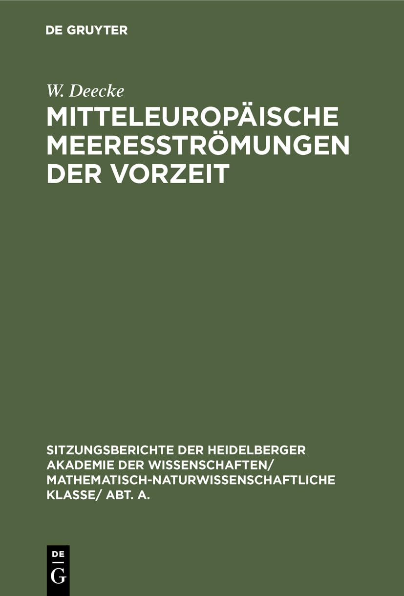 Mitteleuropäische Meeresströmungen Der Vorzeit: 1923,1