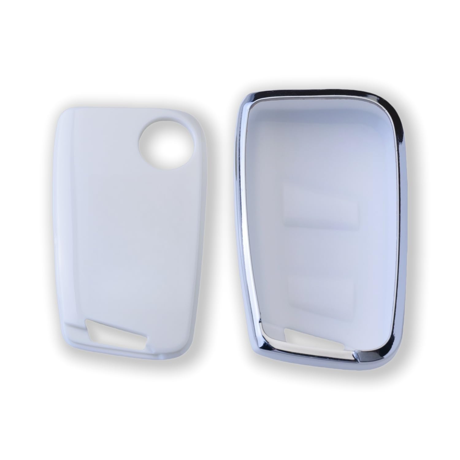 RUXYAXFOL TPU copertura chiave auto per VW Golf 7 Passat B8 Seat Leon Ibiza Toucan T-Cross Polo CC Skoda Superb Kodiaq Custodia chiave auto, 2 pezzi, bianco argento