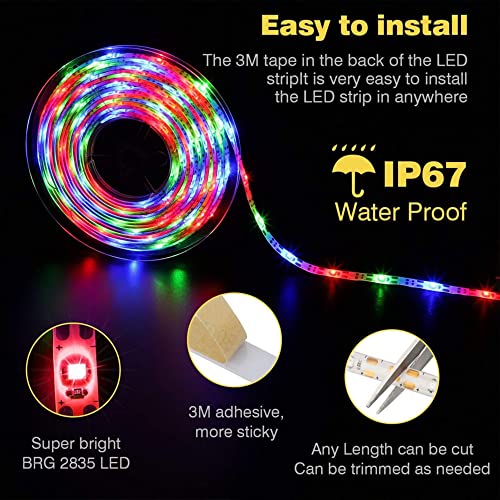 KISUFU Outdoor Solar LED Strip Light, 30 LEDs/m Warm White String, Solar Powered Flexible Waterproof Rope for Garden Porch - Image 3