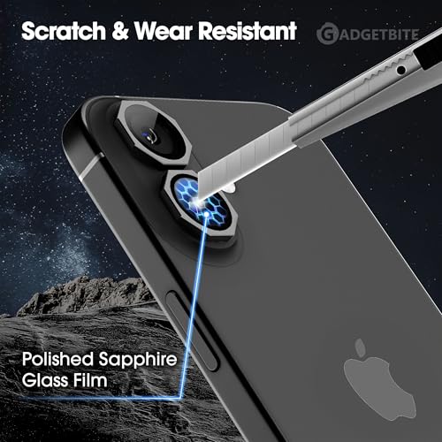 Image of GadgetBite Snaptra Octagon Lens Protector Compatible With iPhone 16 & iPhone 16 Plus - 9H Tempered Glass Camera Cover with Metal Ring, Scratch-Resistant,Camera Lens Protection - Black