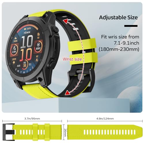 U-LIMVE Watch Strap for Garmin Fenix 8, 7X Pro, Descent Mk3i, Epix Pro, TACTIX 7, 51mm, 26mm/51mm Silicone QuickFit Bands - Image 4