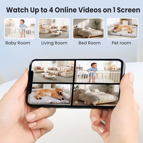 Image of vebiliki Indoor Camera, 2K Cameras for Home Security with Color Night Vision & Siren, 2-Way Audio for Pet /Dog /Baby /Nanny, 2.4GHz WiFi Camera, Cloud & SD Card Storage, Works w /Alexa, Magnetic Base