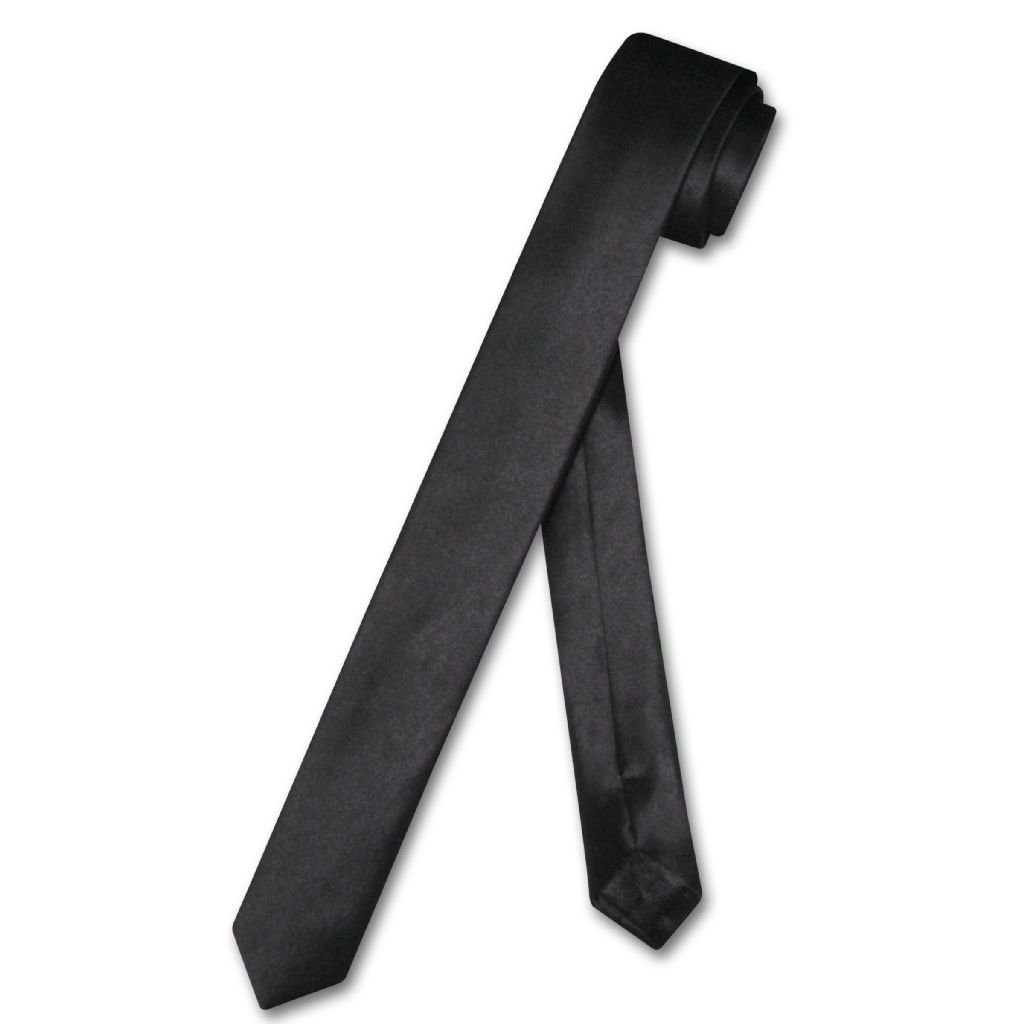 Biagio 100% SILK Narrow NeckTie EXTRA Skinny BLACK Color Men's 1.5