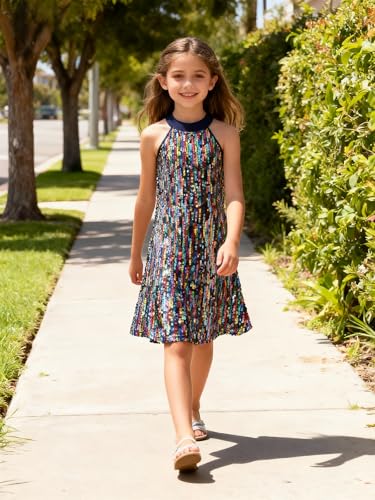 Image of WELAKEN Girls Ombre Sequin Dress Sparkly Fancy Short Puff Sleeves Gradient Party Dress
