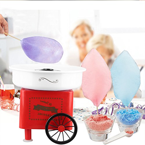 XDAILUYYDS Zuckerwattemaschine, Retro Cotton Candy Machine, Zuckerwatte Maschine mit Stäbchen und Messlöffel, Zuckerwattenmaschiene für Zuhause Kindergeburtstag Party (B-Rot) – Bild 5