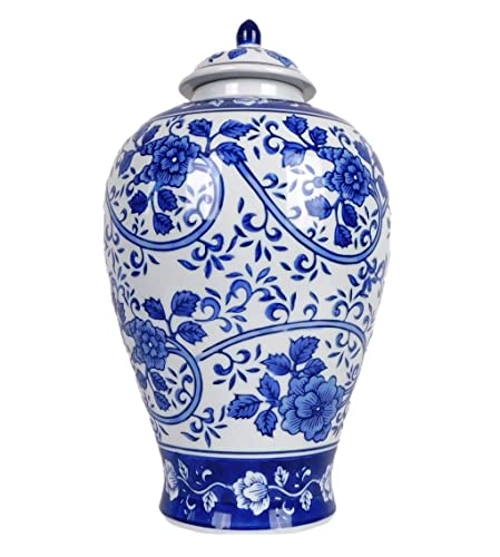 K&K Interiors 12186A-WH 8 Inch White European Ceramic Jar W/ 2 Handles