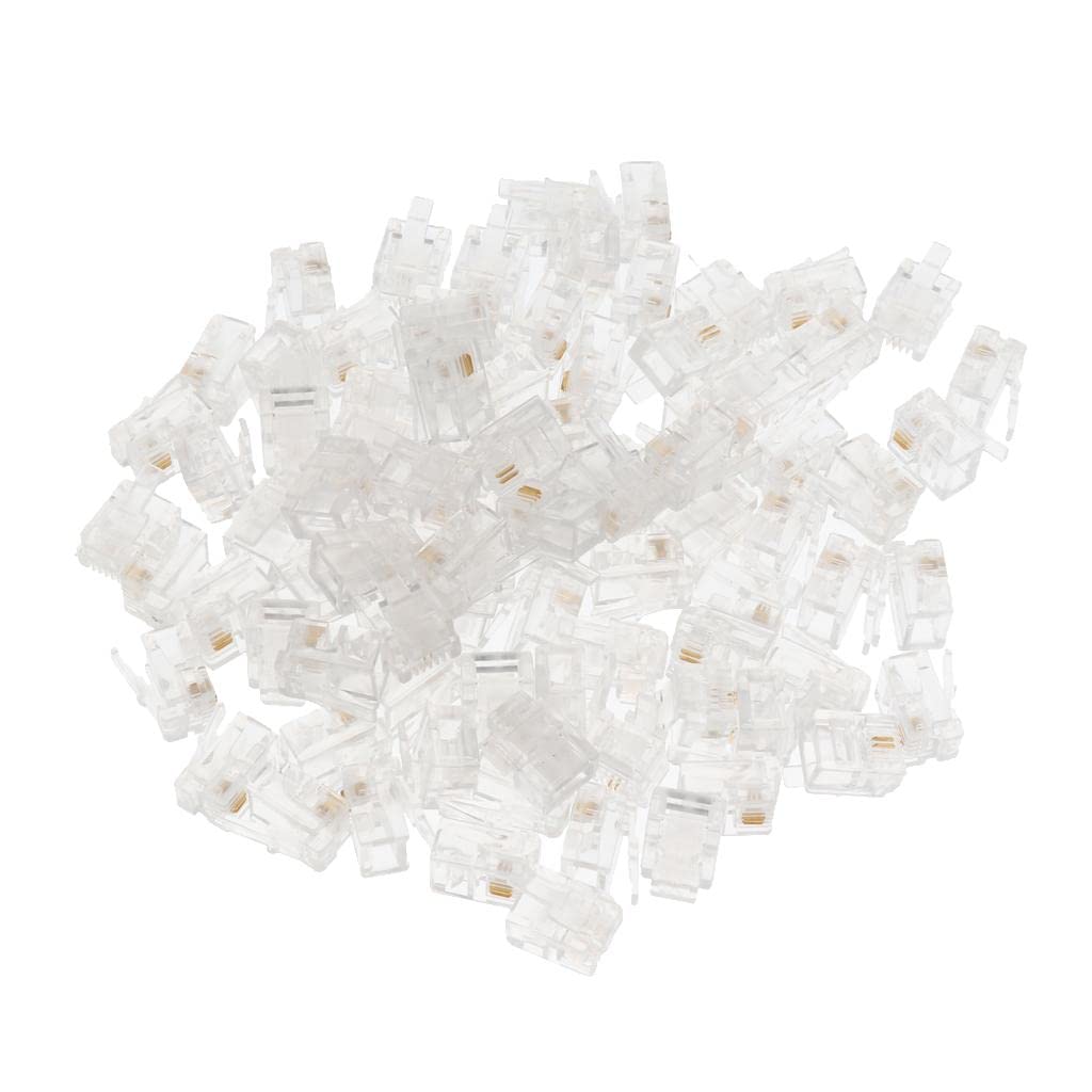ATORSE® 100Pcs/Lot Rj11 6P2C Phone Crimp Plugs Connectors Ends For Telephone Fax-picture-10