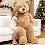 MorisMos Giant Teddy Bear Stuffed Animal 4 Ft,51'' Big Tan Teddy Bear for Girlfriend Boyfriend Wife Mother Fiancée Valentine's Gift,Large Stuffed Animal Plush for Christmas Birthday Baby Shower,Tan