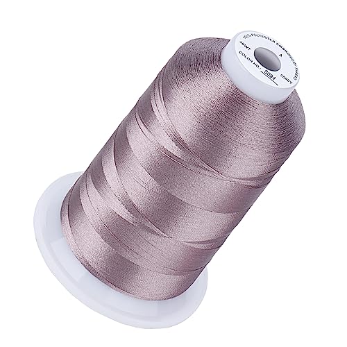 Image of Simthread 5500Yds /5000M 40WT Polyester Embroidery Thread Silver Gray S094 | High-yardage 5000M spool offers smooth feeding and stable 40WT polyester thread for home and commercial embroidery machines.
