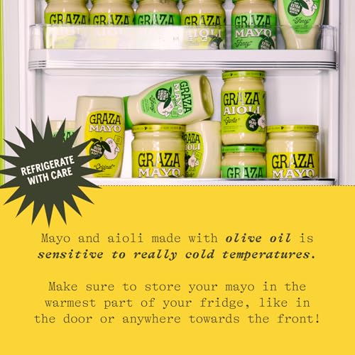 Image of Graza Original Olive Oil Mayonnaise in Squeeze Bottle - Rich & Creamy Classic Mayo Made with Cage Free Eggs, Extra Virgin Olive Oil & Pomace Oil, Free from Seed Oils (Pack of 2)