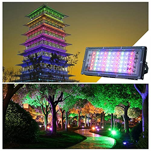 Image of MLD BL2059 50W Multi Color Changing Crystal Led RGB Flood Light with Remote Waterproof Brick Floodlights for Decoration Lights |Red, Green, Blue| 50 Watt | Pack of 6