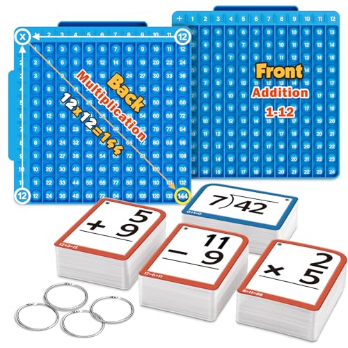 Table de Multiplication 12x12 et Tableau d'addition12+12 et 332 Flash Cartes, Pop Fidget Toys,Multiplication et Addition Pop pour Enfant Adultes,Jouets...