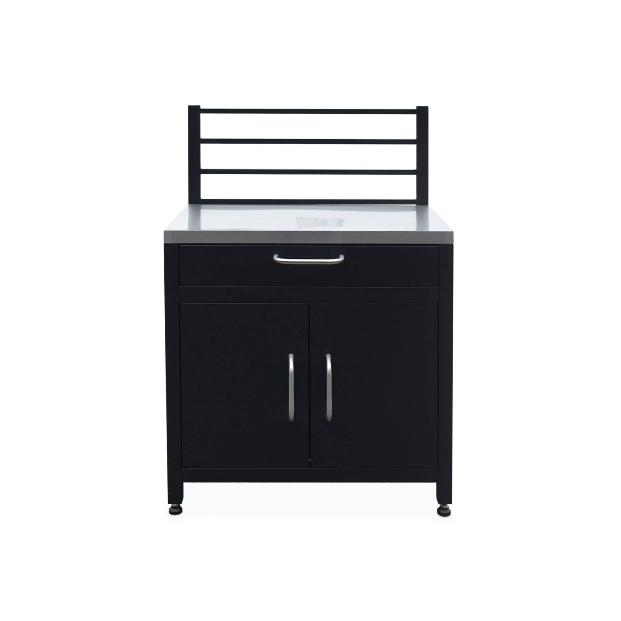 sweeek - Meuble de cuisine extérieure en acier avec 1 tiroir et 2 portes et 1 grille de suspension L80