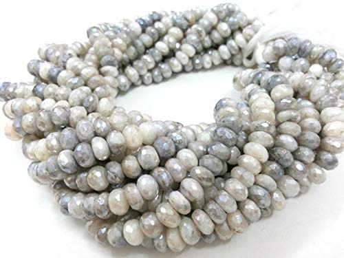 BEADS GEMSTONE Natural Silverite Coated Faceted Rondelle Beads,Silver Rondelle,Silverite Loose Gemstone. Semiprecious Gemstone Rondelle Beads,Silverite 13 inches Code-HIGH-2440