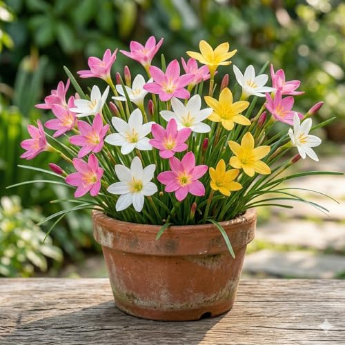 Image of Rain Lily (Zephyranthes) Bulbs by Korrel Seeds - Vibrant Flower Bulbs for Garden & Outdoor Planting - Ideal for Rainy Season Bloom (30, Mix)