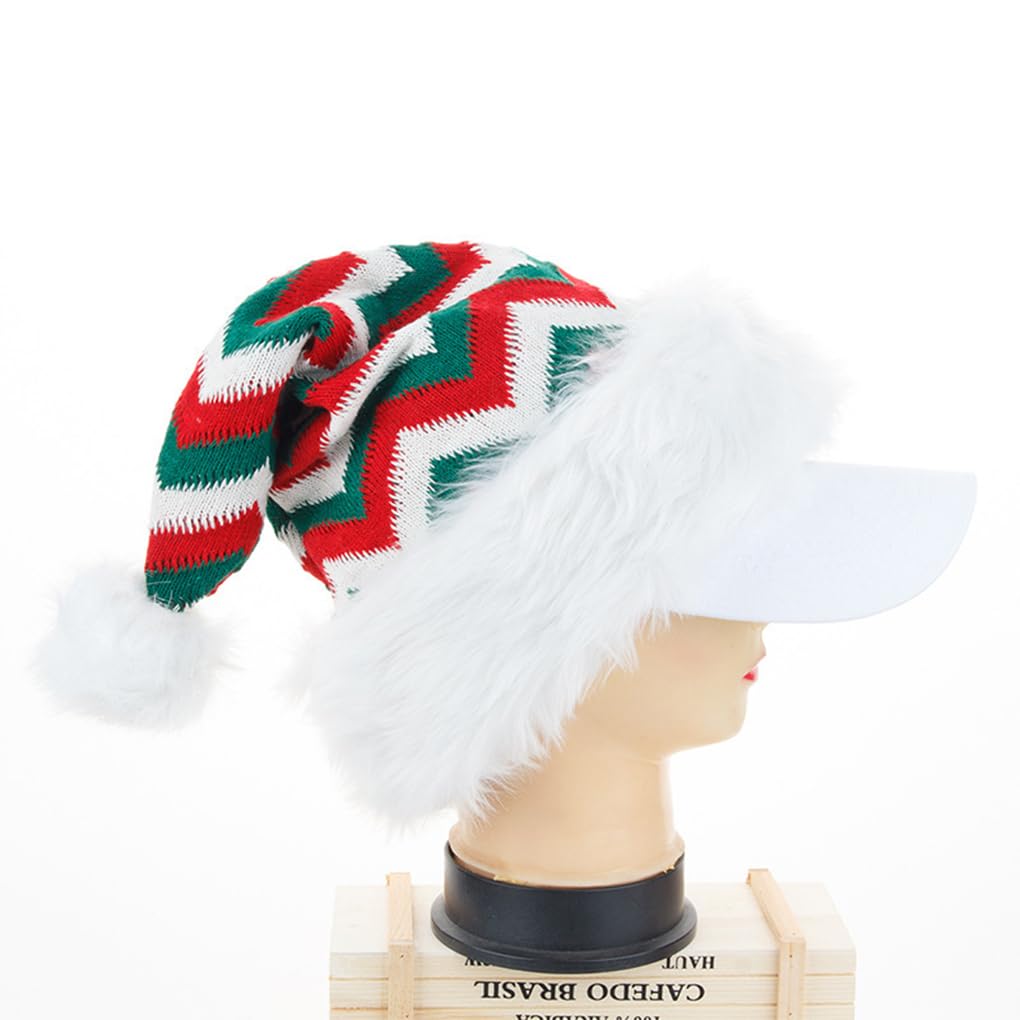 Gorras de Papá Noel, gorro de Navidad de invierno, transpirable, agradable a la piel, sombreros de Navidad a rayas, unisex, para adultos, rojo y verde