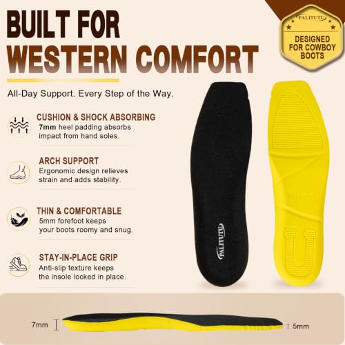 Palitutu Cowboy Boots for Men Square Toe Western Men's Boots Roomy Fit - image 7