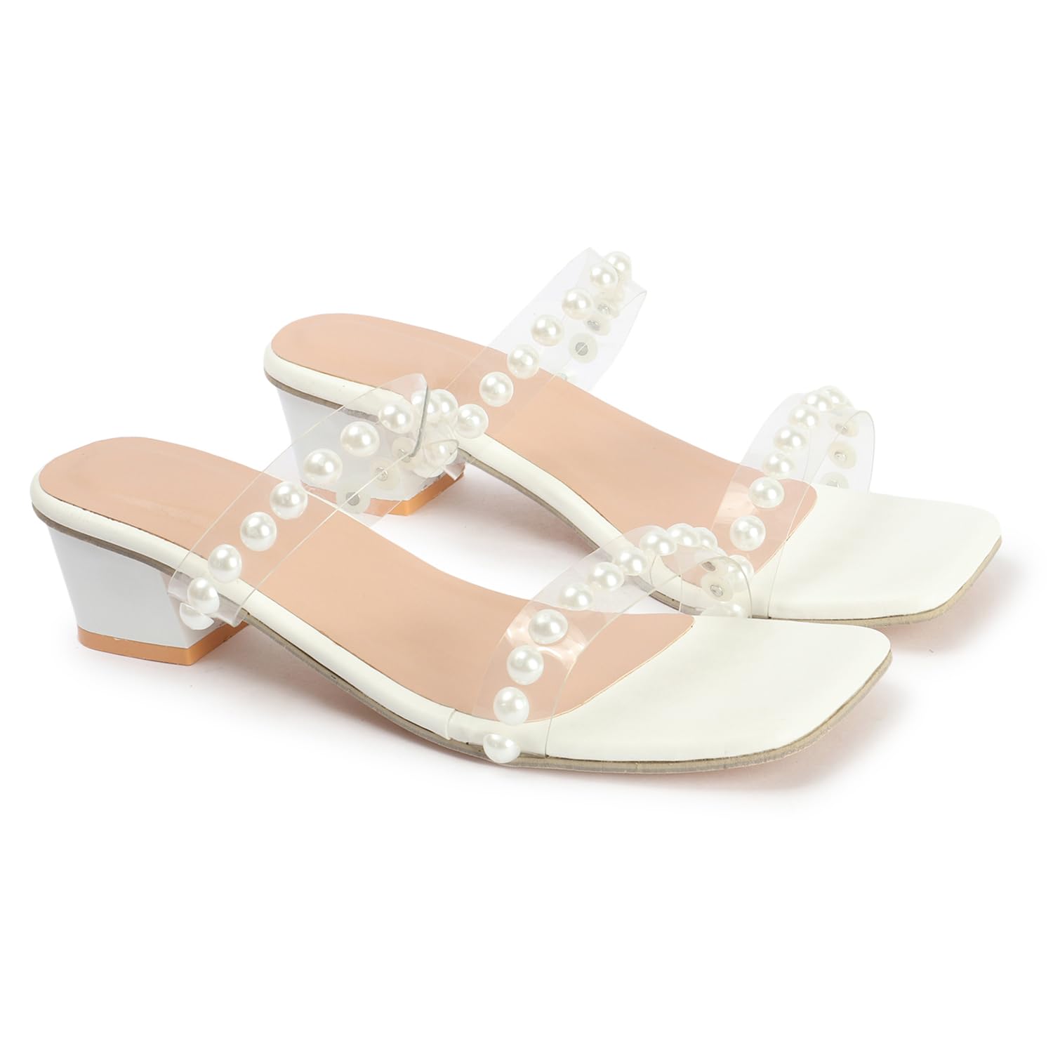 austine Women Stylish High Heels Sandals | Comfortable Block Heel Slip-On | Fashion Footwear for Women & Girls White-picture-23