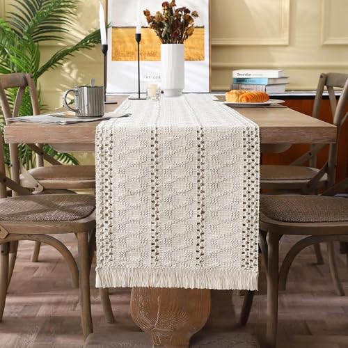 Image of HomeCloud Croshia Woven Table placemat - Heat Resistant, Washable Table Decoration for Dining, Office, Kitchen, Hotel, and Home (Runner White, Set of 2)
