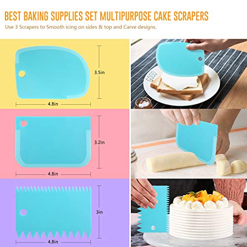 Kincown [NEW UPGRADED]33pcs Cake Decorating Tools Kit,Baking Supplies Set,Piping Tips and Bag Set with 24 Stainless Steel Icing Piping Tips,3 Scrapers,2 Couplers,2 Bags,1 Flower Nail,1 Flower Scissors - Thumbnail 4