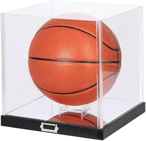 JackCubeDesign MK342A - Vitrina de baloncesto con base de estilo fibra de carbono, soporte para pelotas deportivas de acrílico prémium para