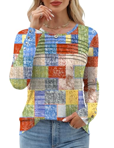 Trendy Womens Fall Tops Long Sleeve Dressy Casual Office 26 womens fall tops - colored squares
