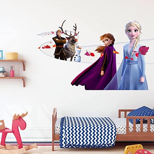 Girls Princess Wall Decal Stickers Peel and Stick Elsa Stickers Poster for Girls Room Decor Nursery Playroom Frozen Themed Room Party Decor
