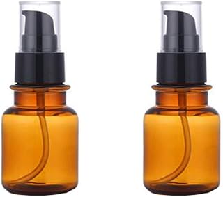 2PCS 80ML/2.7OZ Amber Plastic Empty Pump Bottles Refillable Cosmetic Remover Oil Container Makeup Sample Case Storage Reusable Facial Care Vessel Emulsion Dispenser for Emulsion Essence Body Wash