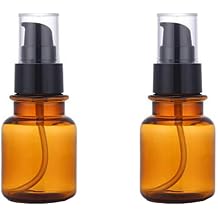 vipolish 2PCS 80ML/2.7OZ Amber Plastic Empty Pump Bottles Refillable Cosmetic Remover Oil Container Makeup Sample Facial Care Vessel Emulsion Dispenser for Emulsion Essence Body Wash