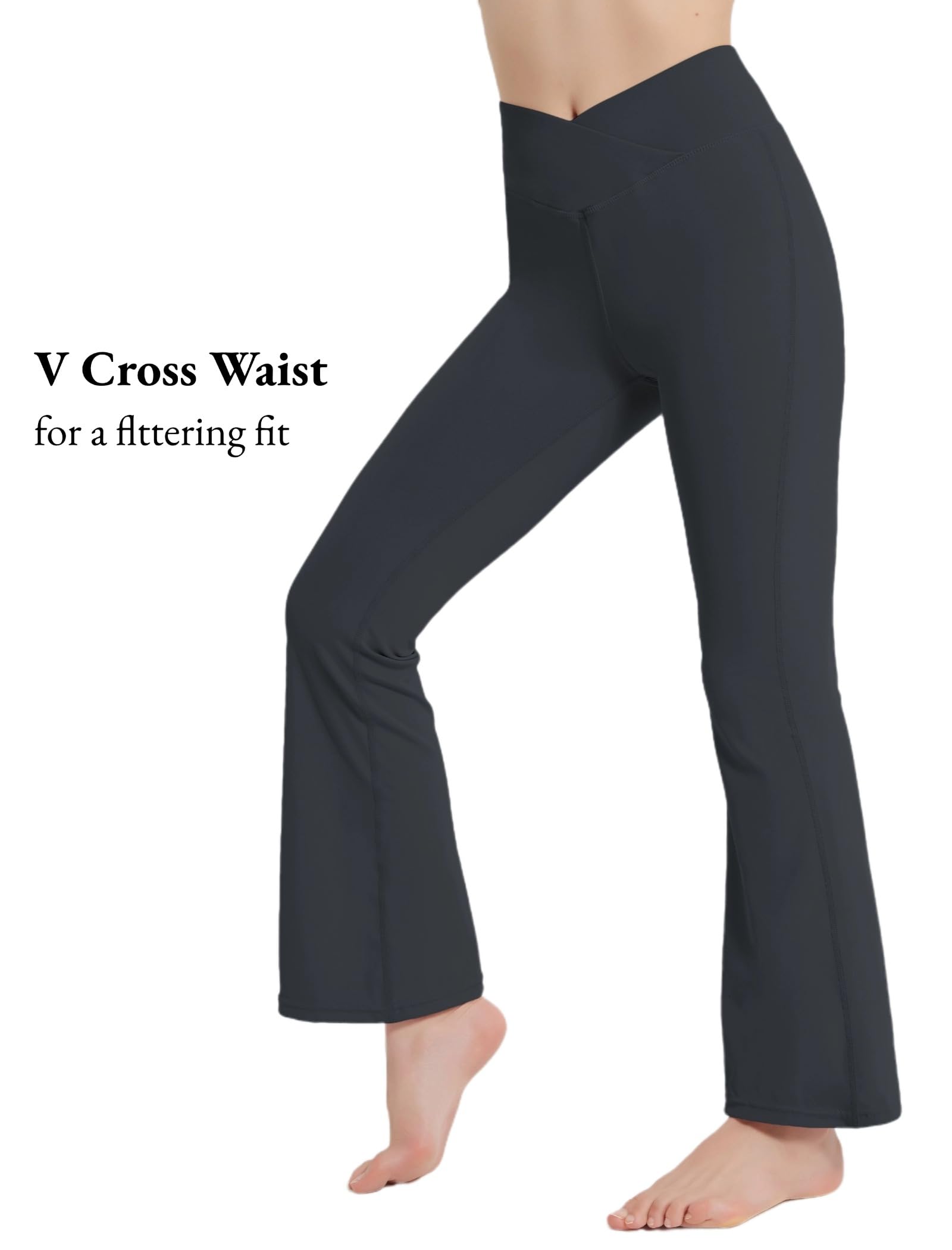 EXARUS Confezione da 4 leggings per ragazze e adolescenti, pantaloni da yoga incrociati a V in vita alla caviglia/lunghezza intera a vita alta per sport casual