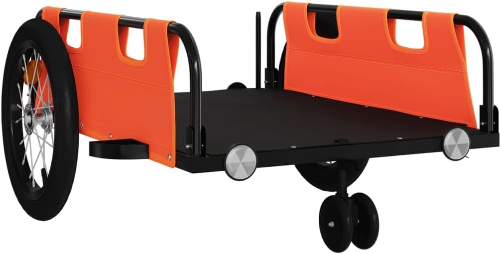 Bike Trailer Orange Oxford Fabric and Iron, Bicycle Cargo Trailer, Bicycle Large Cargo Wagon Trailer, Bicycle Cargo Storage Cart Cycling Camping Luggage Storage Carrier Transport Type2