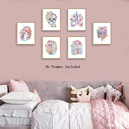 Chditb Unframed Flowers Skeletal Wall Art Print, Human Organs Art Printing, Body Anatomy Art Posters Abstract Anatomy Viscera Skull Wall Decor thumb #1