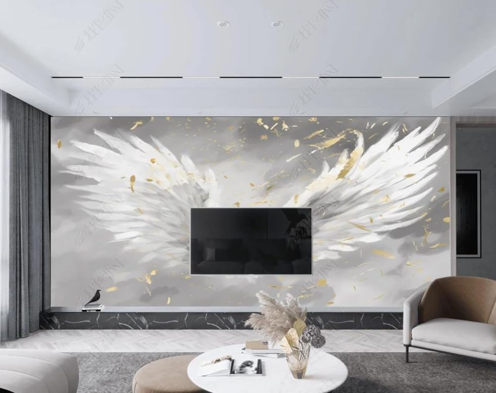 Papier peint intissé ailes à plumes blanches panoramique poster géant mural 150x105 cm