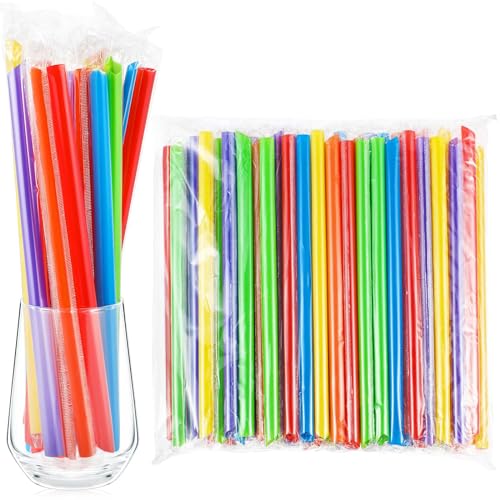 Tessco 600 Pcs 9.84 Inch Smoothie Straws Bulk Disposable Bubble Tea Straws Large Plastic Individually Wrapped for Tall Homemade Milkshakes(Classic Color)