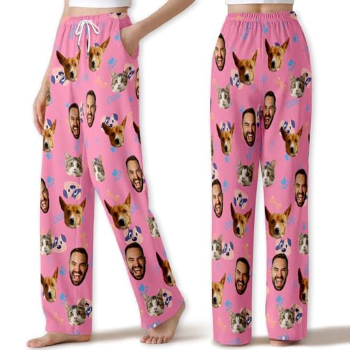 Custom Pajama Pants for Men Women, Personalized Pj Bottoms with Photos, Customized Face Pajama Trousers Christmas Gifts3
