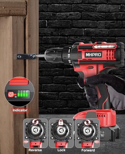 MHPRO Akkuschrauber 21V, Akku Bohrschrauber Set mit Akku 2000mAh und 20 Zubehöre, Werkzeugkoffer, Akkubohrer 42Nm Max Drehmoment, 18+1 Drehmomentstufen, 2-Gang, 10mm Bohrfutter, Akku Bohrmaschine für 4