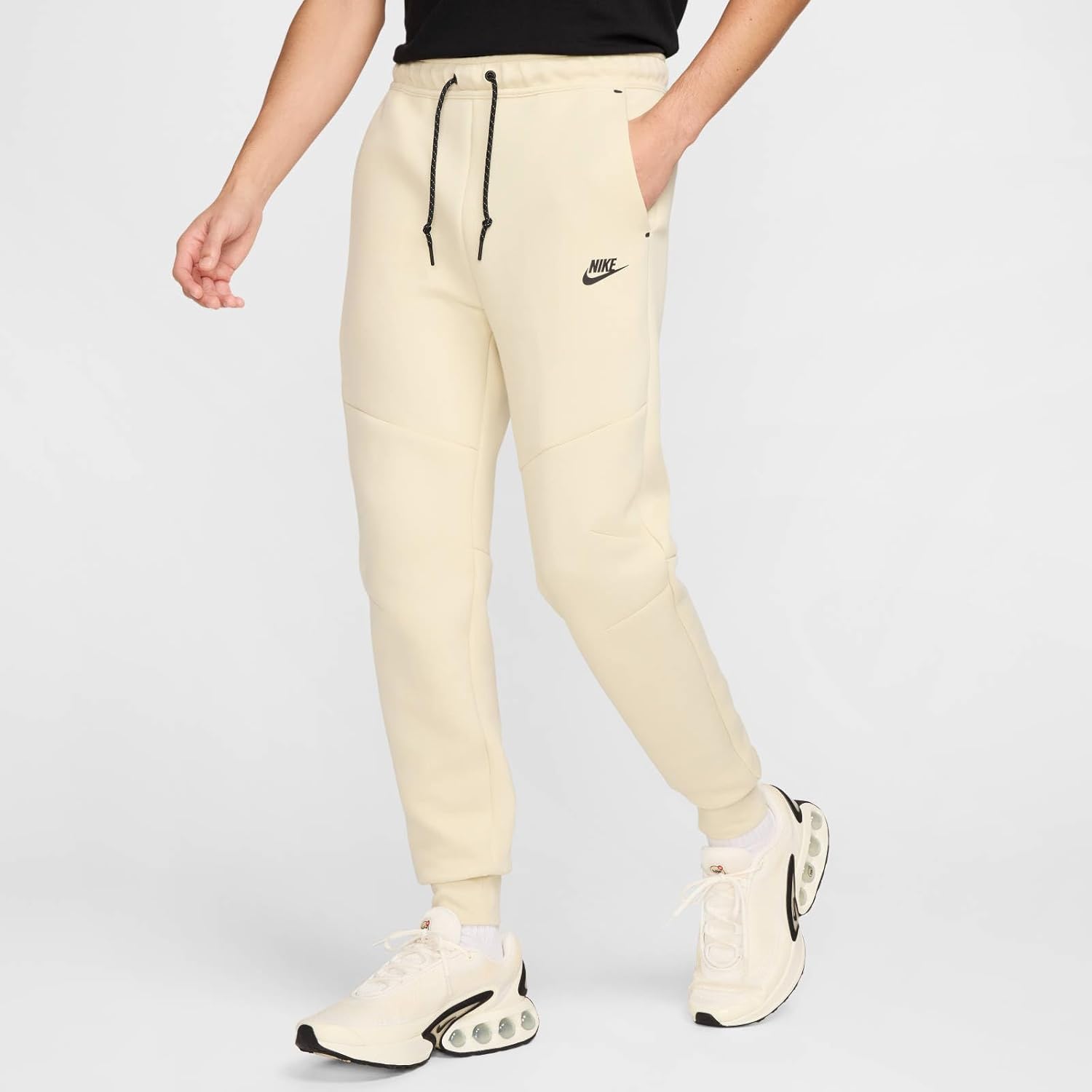 Nike Tech Men's Fleece Joggers (HV0959-234, Light Khaki/Black) Size Medium - Image 2