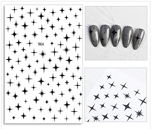6 Sheets 3D Star Nail Art Stickers Decals Luxury Nail Art Supplies Self Adhesive Designer Nail Sticker Four-Pointed Star Nail Design Stickers Manicure Fingernail Decorations For Women Girls #TOP1