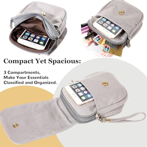 Image of Goodhan Embroidery Canvas Crossbody Bag Cell phone Pouch Coin Purse for Women