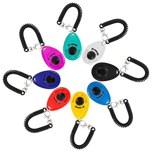Bestomrogh 8 Pack Dog Training Clicker with Wrist Strap and Big Button Effective Behavioral Training Tool for Dogs Cats Birds Horse and Other Pets(Multi-Color) Bestomrogh 8 Pack Dog Training Clicker with Wrist Strap and Big Button Effective Behavioral Training Tool for Dogs Cats Birds Horse and Other Pets(Multi-Color)