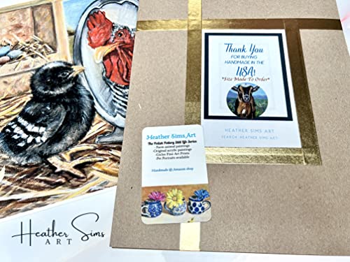 Chicken Artwork Print For Rooster Pictures Farmhouse Kitchen Decor, Size Mat Option #TOP1