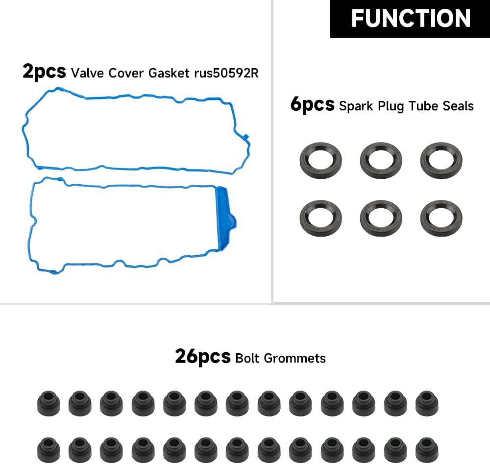 Engine Valve Cover Gasket - Compatible for Chevrolet Traverse 2009-2016 for Buick Enclave 2009-2016 for Cadillac CTS 2008-2013 - Replace Part VS50502, VS50808R - Set of 2