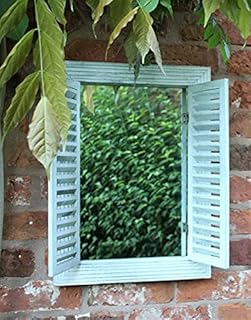 Grey garden Mirror Shutter Outdoor Indoor Wooden Decorative Wall Feature Shutters
