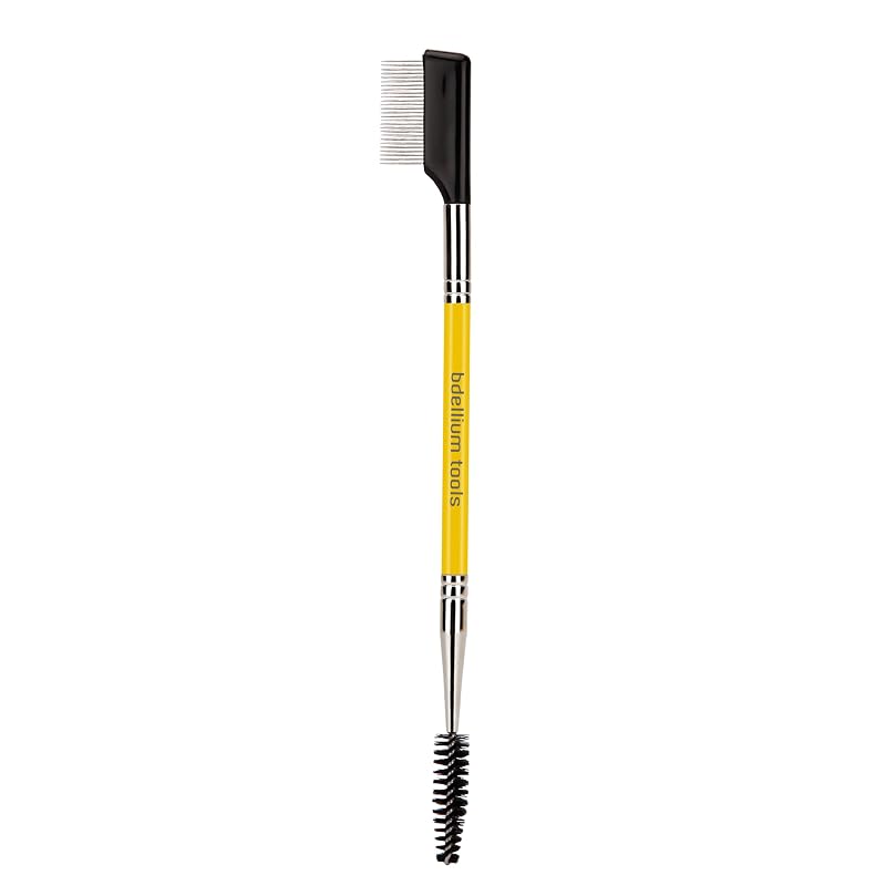 Pincel de maquiagem BDELLIUM TOOLS Studio Series 725 com pente metálico duplo para cílios, amarelo