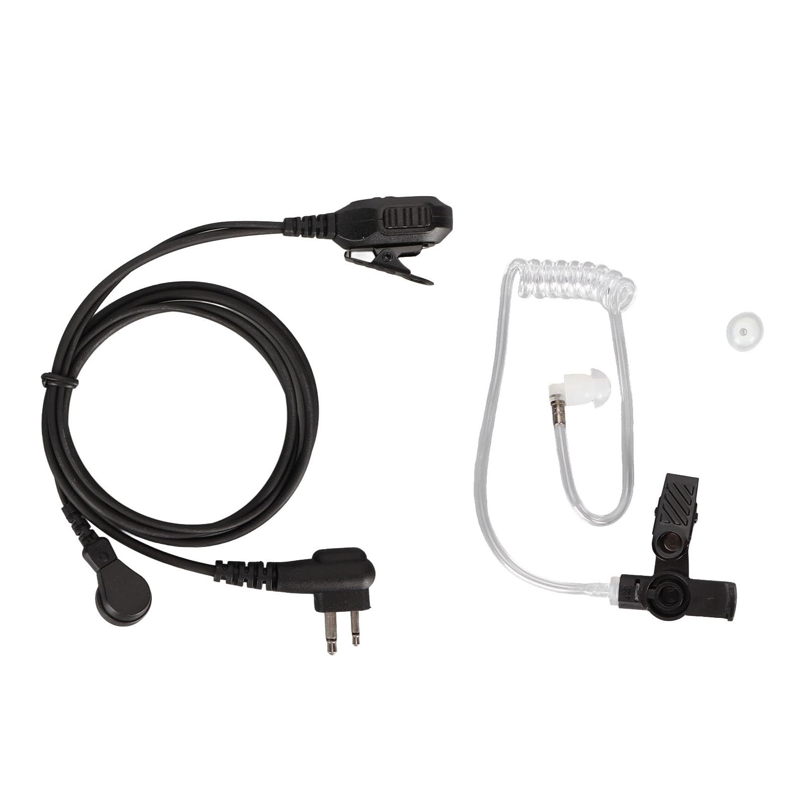Air Acoustic Tube Earpiece, Standard 2 Pin Jack Plug for Two Way Radio Accessories with PTT Button