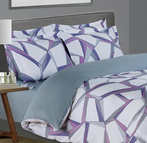 Majestic Giftware Madison Linen 8 Pcs Twin Size Bedding Set (BL502-T) | Tokyo Comfort - Mauve 300 TC Cotton Sateen Durable & Eashable | 2 Fitted Sheets, 2 Duvets, 4 Pillowcases - Choice Collection